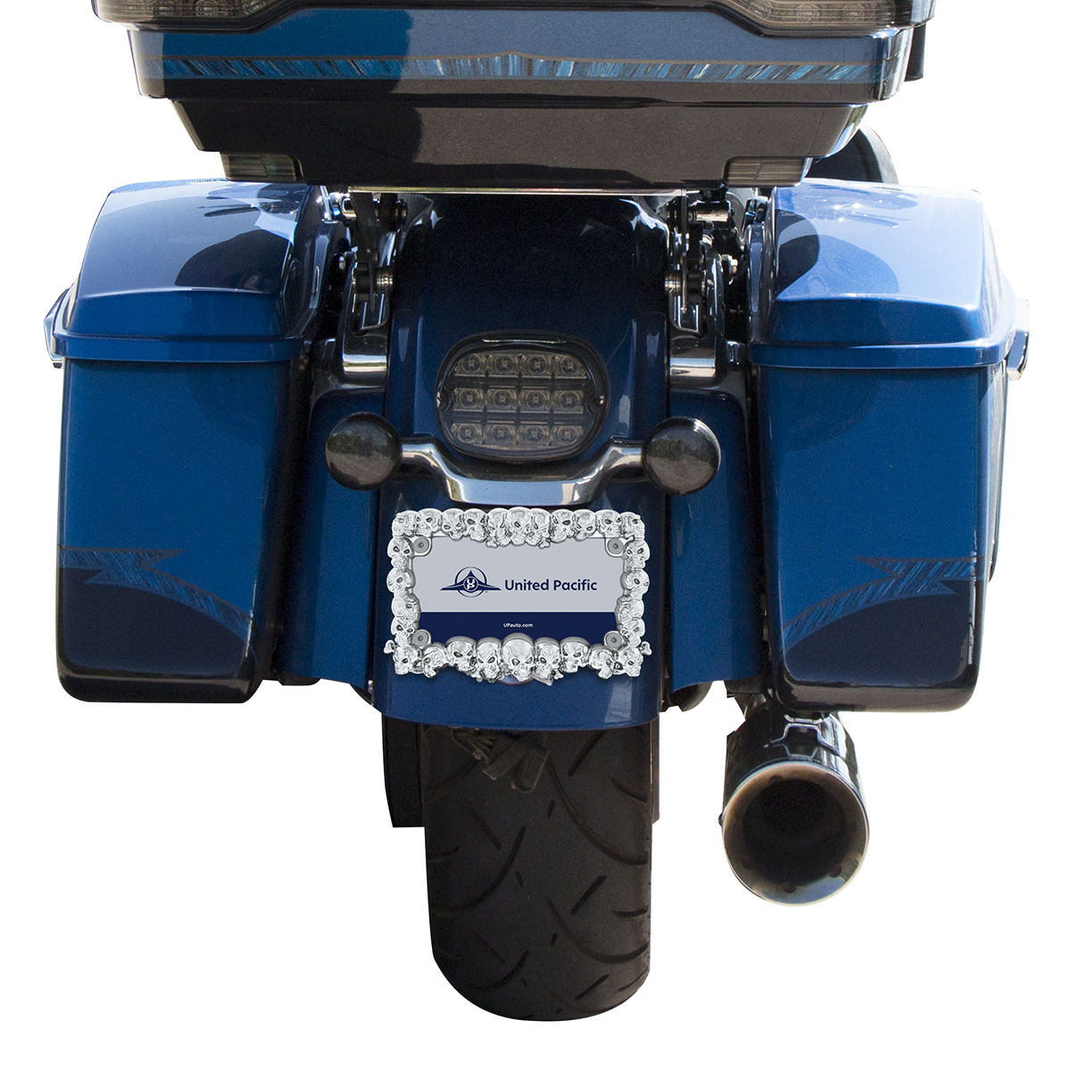 Skull Motorcycle License Plate Frame - Chrome - Thumbnail 4