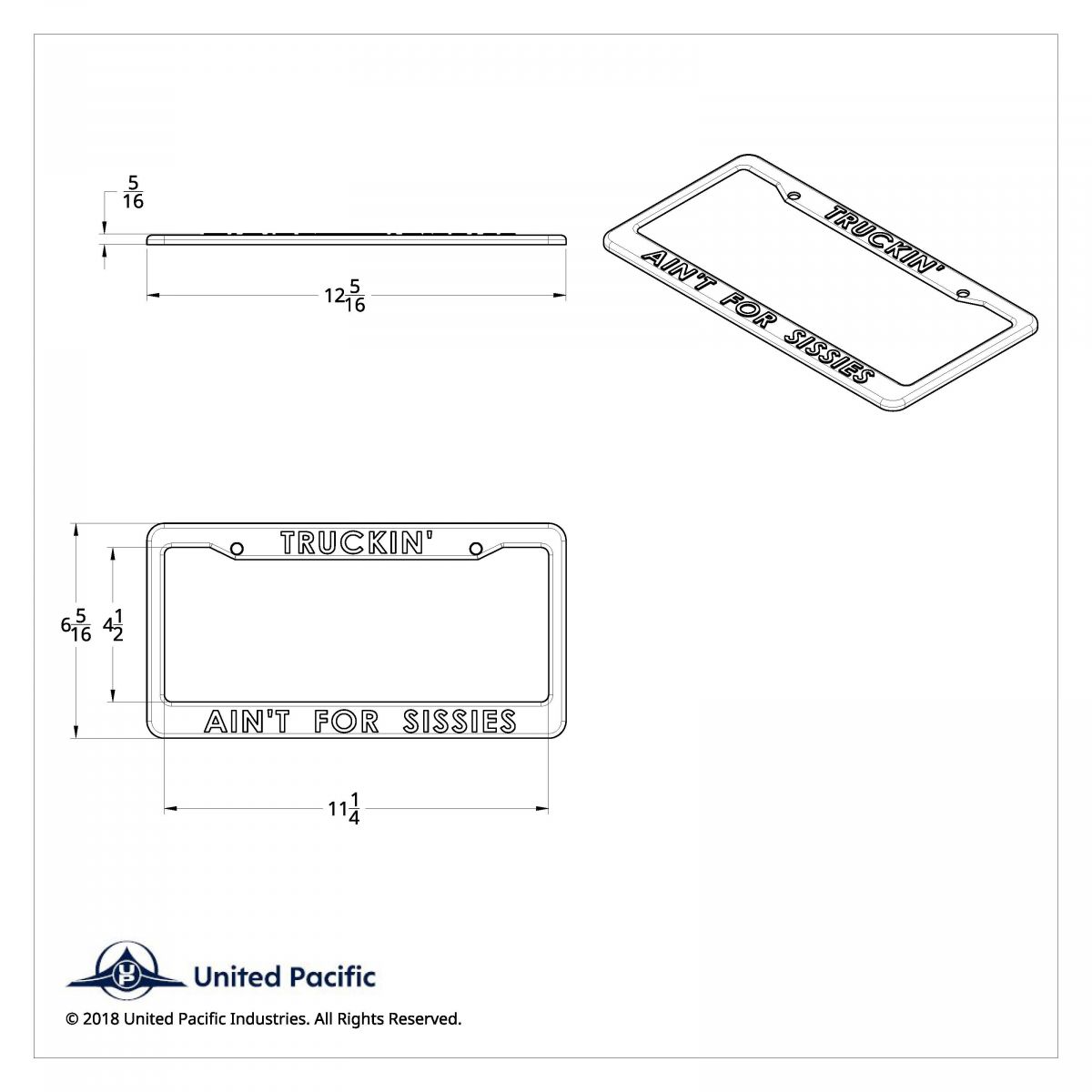 Truckin' Ain'T For Sissies Chrome Plastic License Plate Frame - Thumbnail 2