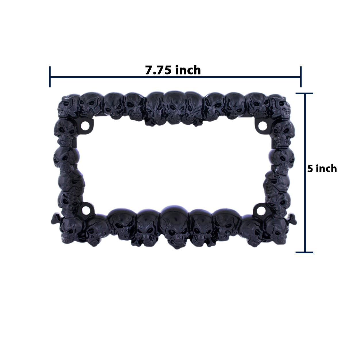 Skull Motorcycle License Plate Frame - Black - Thumbnail 6