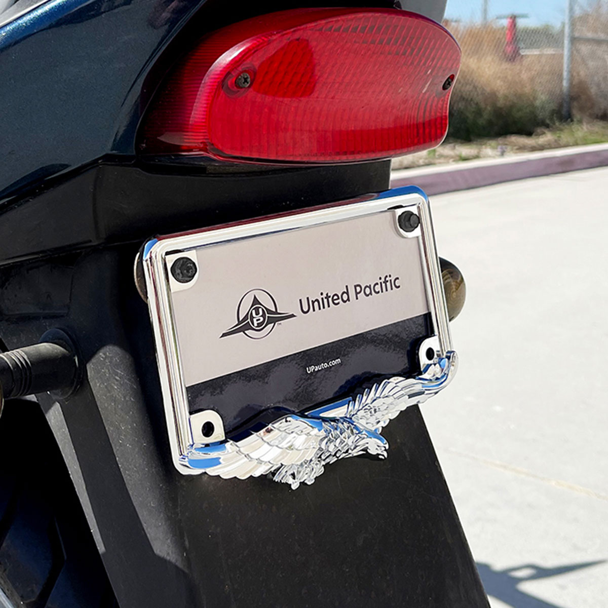Eagle Motorcycle License Plate Frame - Chrome - Thumbnail 7