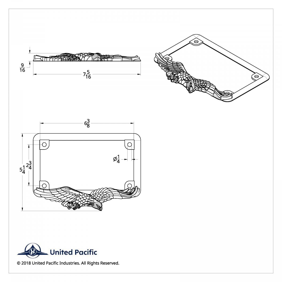 Eagle Motorcycle License Plate Frame - Chrome - Thumbnail 8