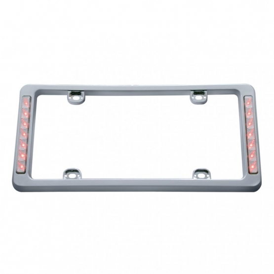 14 LED Chrome License Plate Frame - Red LED/Clear Lens