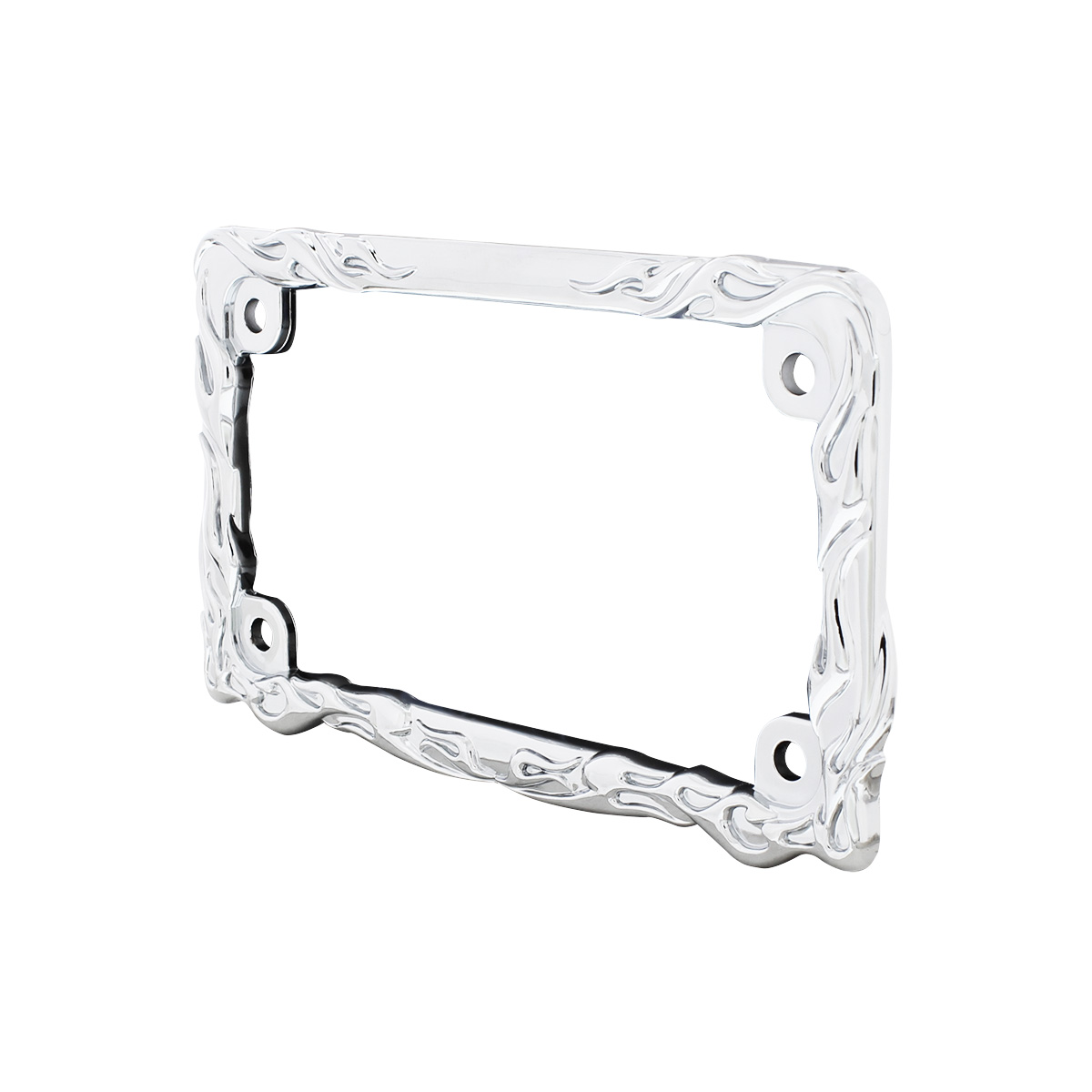 Motorcycle License Plate Frame - Chrome Flame & Frame - Thumbnail 3