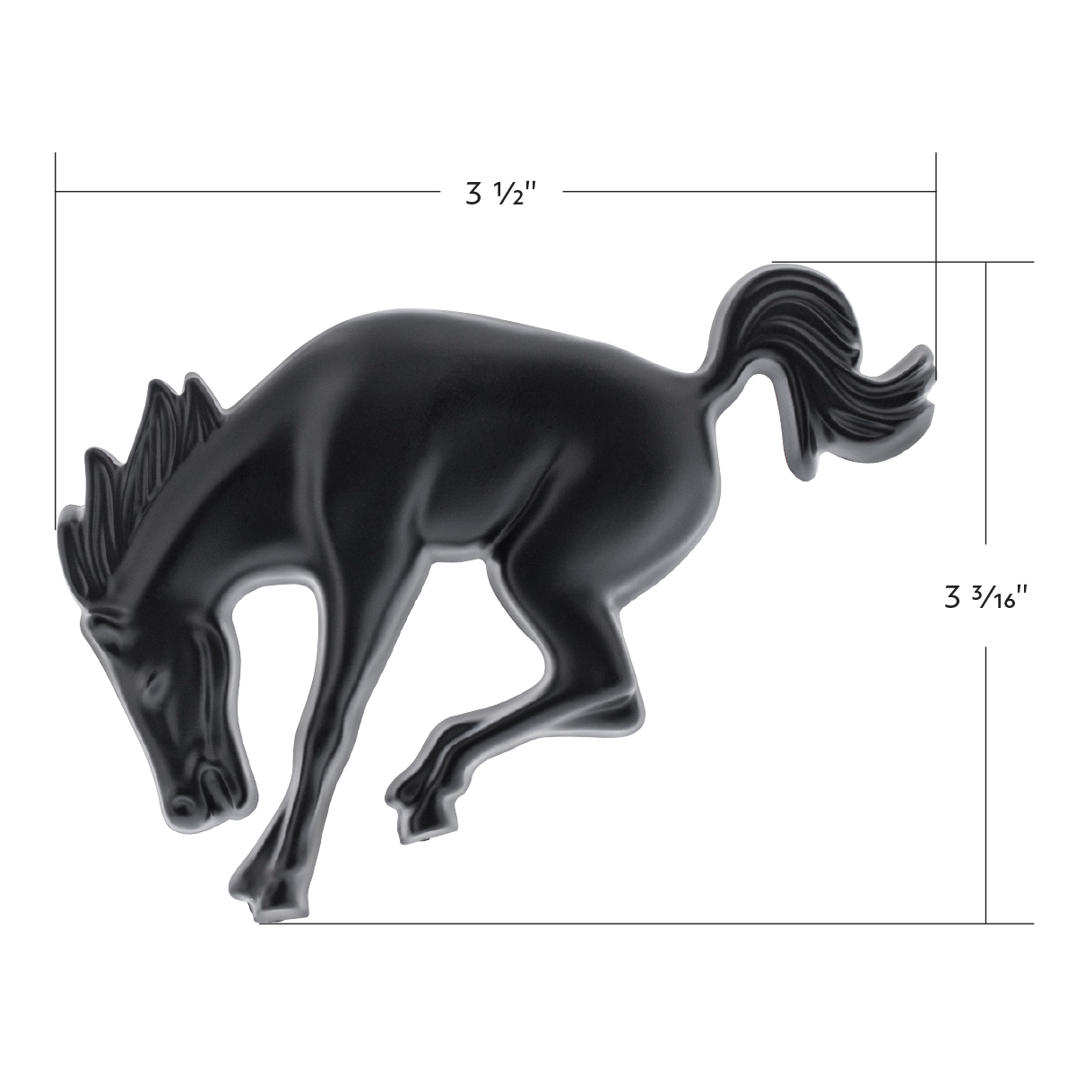 Plastic Bucking Horse Emblem - Matte Black - Thumbnail 6