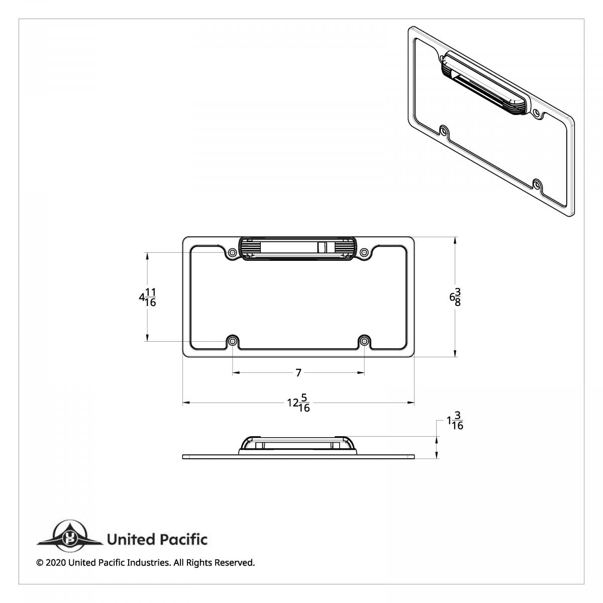 Chrome License Plate Frame With Third Brake Light -Red LED & Lens - Thumbnail 4