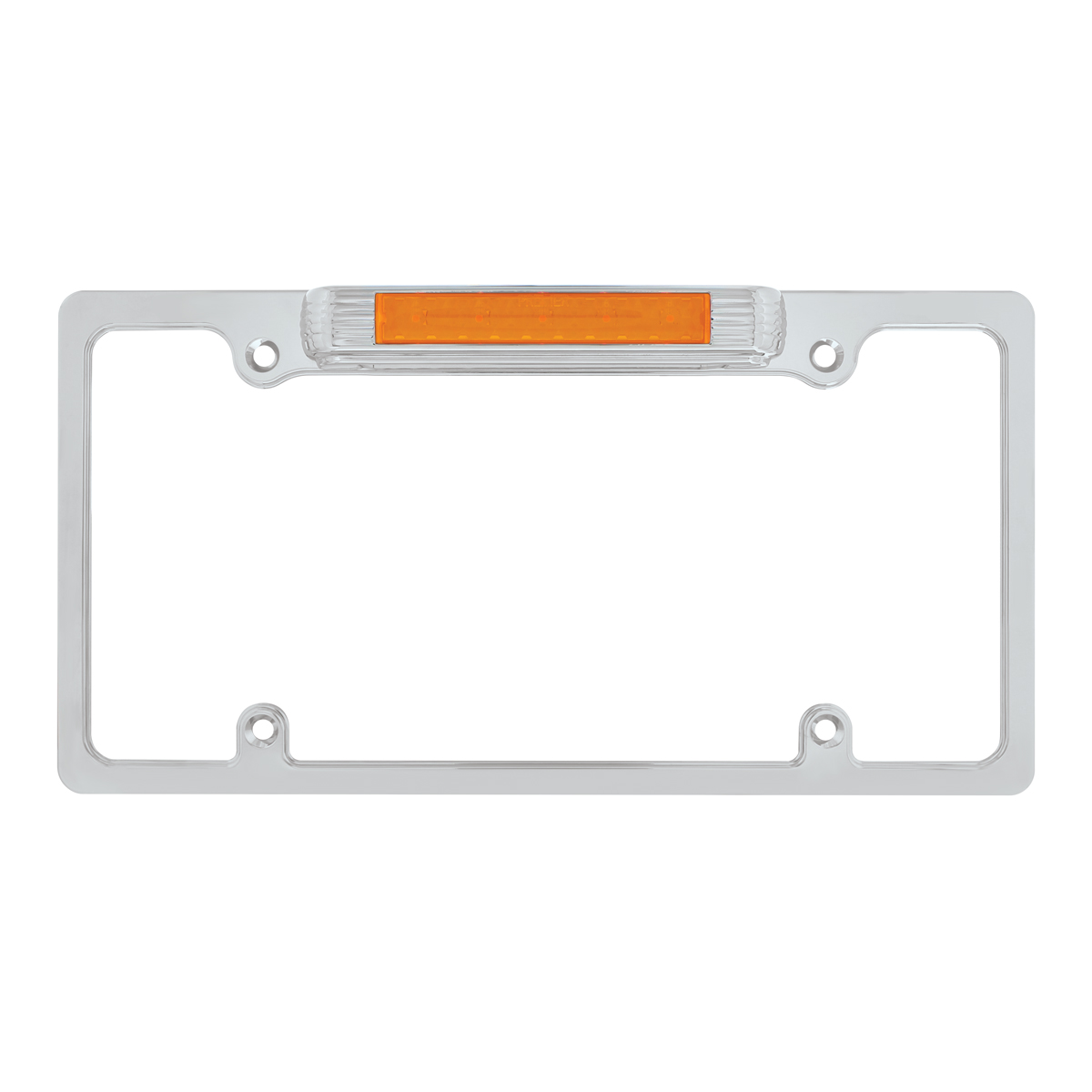 Chrome License Plate Frame With Auxiliary Light - Amber LED/Amber Lens - Thumbnail 2