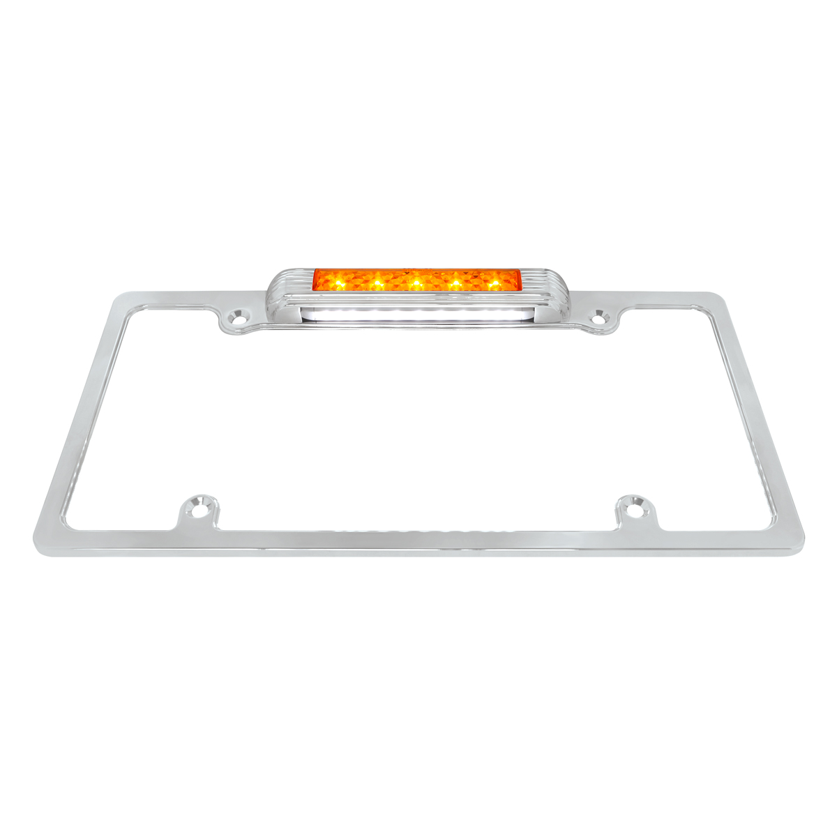 Chrome License Plate Frame With Auxiliary Light - Amber LED/Amber Lens - Thumbnail 3