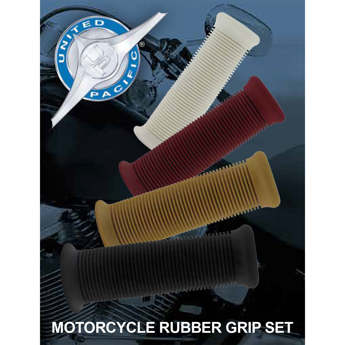 Black Motorcycle Rubber Grip Set - 1" or 1-1/8" (25/28mm) (Pair) - Thumbnail 3