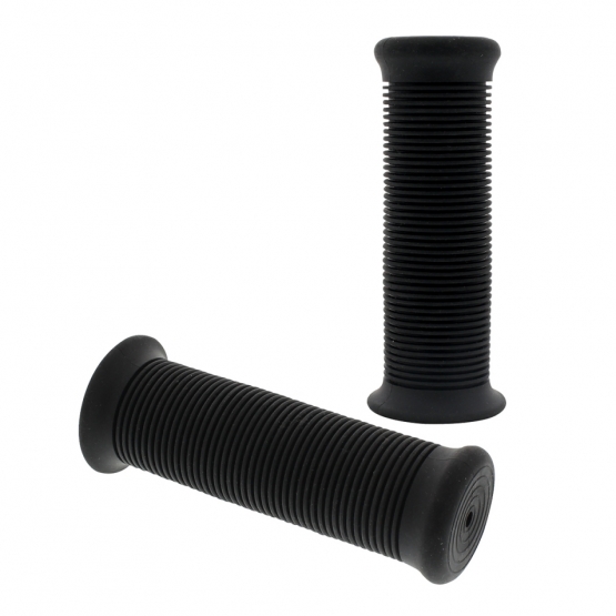 Black Motorcycle Rubber Grip Set - 1" or 1-1/8" (25/28mm) (Bulk) (Pair)