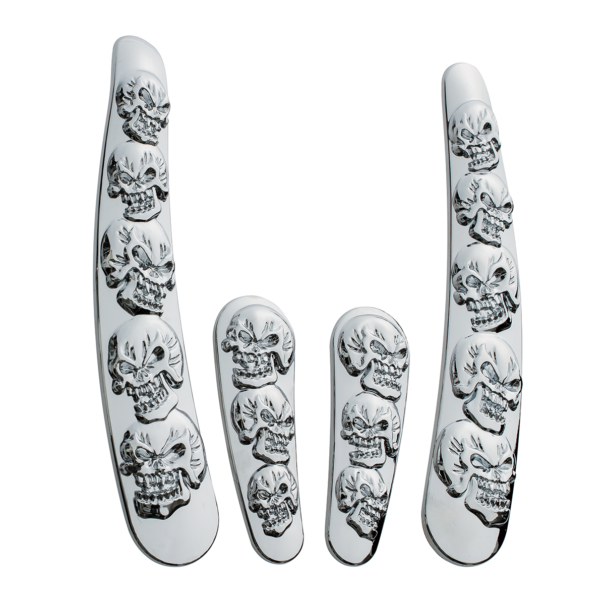 Chrome Skull Swing Arm Accent Set For Harley Motorcycle - Thumbnail 3