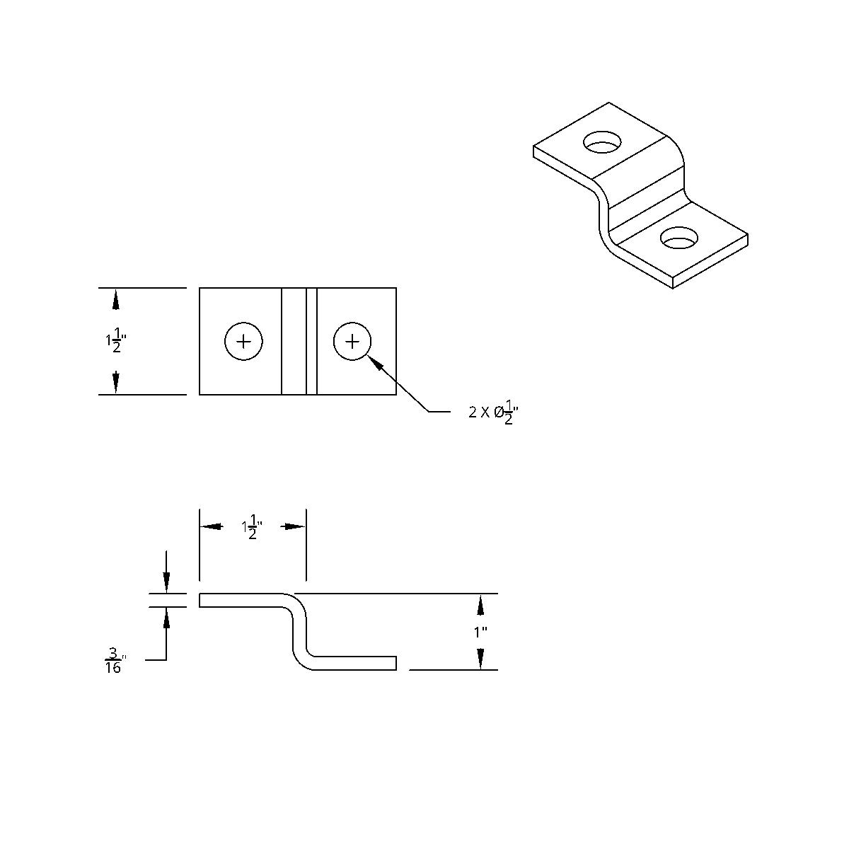 Heavy Duty "Z" Mounting Bracket - 1-1/2" x 1" x 1-1/2" - Thumbnail 4