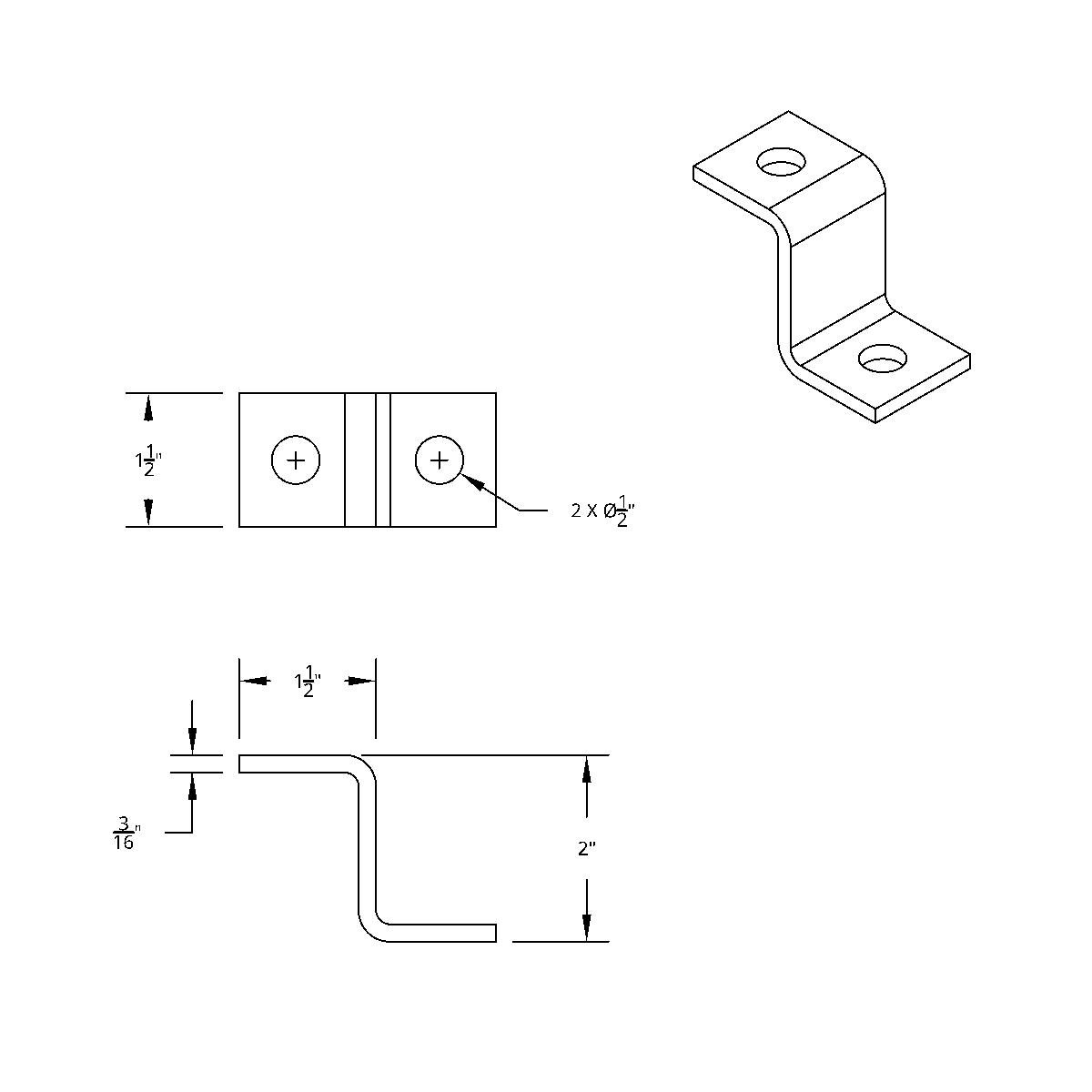 Heavy Duty "Z" Mounting Bracket - 1-1/2" x 2" x 1-1/2" - Thumbnail 4