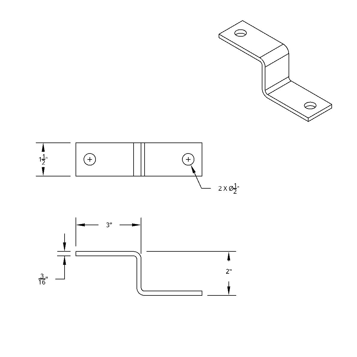 Heavy Duty "Z" Mounting Bracket - 3" x 2" x 3" - Thumbnail 5