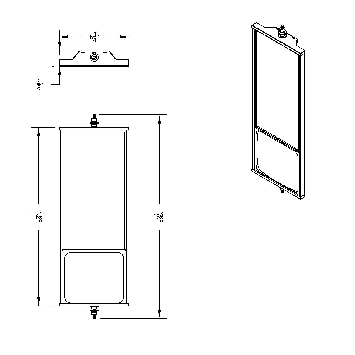 6" X 16" 430 Stainless Steel West Coast Mirror With Convex Lower Mirror - Non Heated - Thumbnail 9
