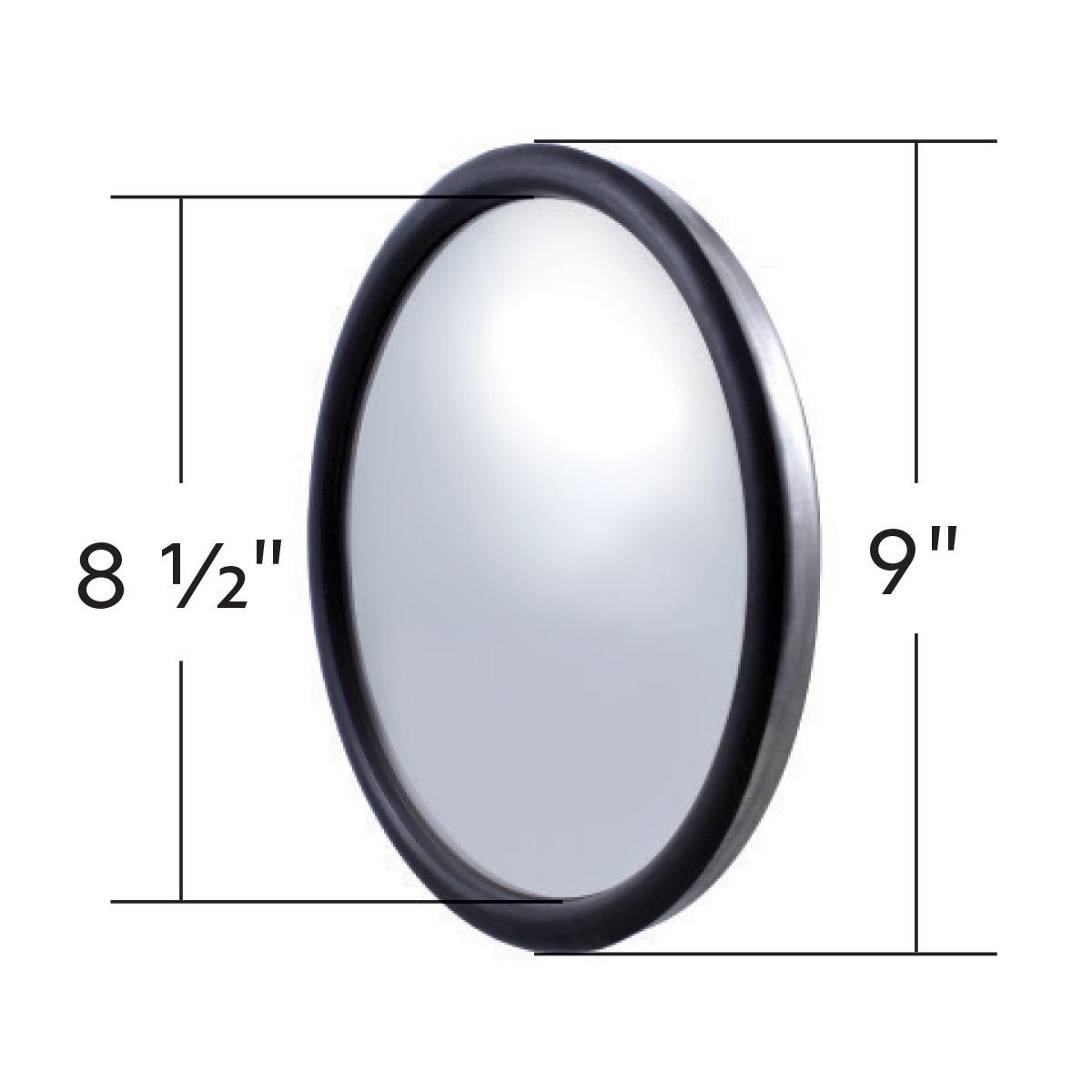 8-1/2" 430 Stainless Steel 150R Convex Mirror - Thumbnail 5