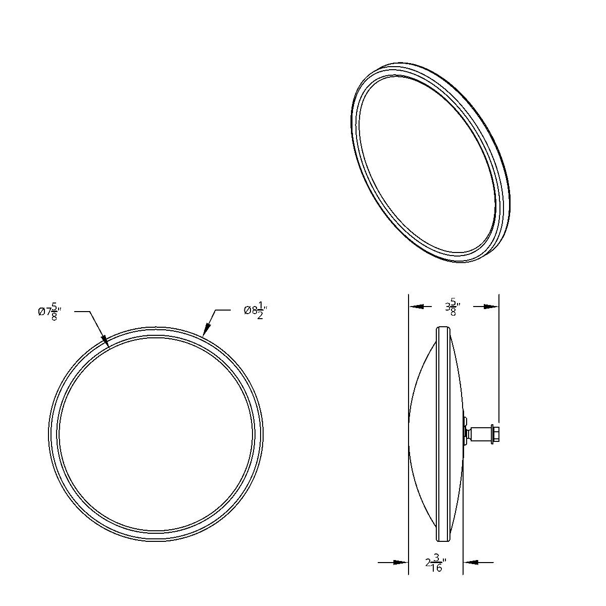 8-1/2" 430 Stainless Steel 150R Convex Mirror - Thumbnail 6