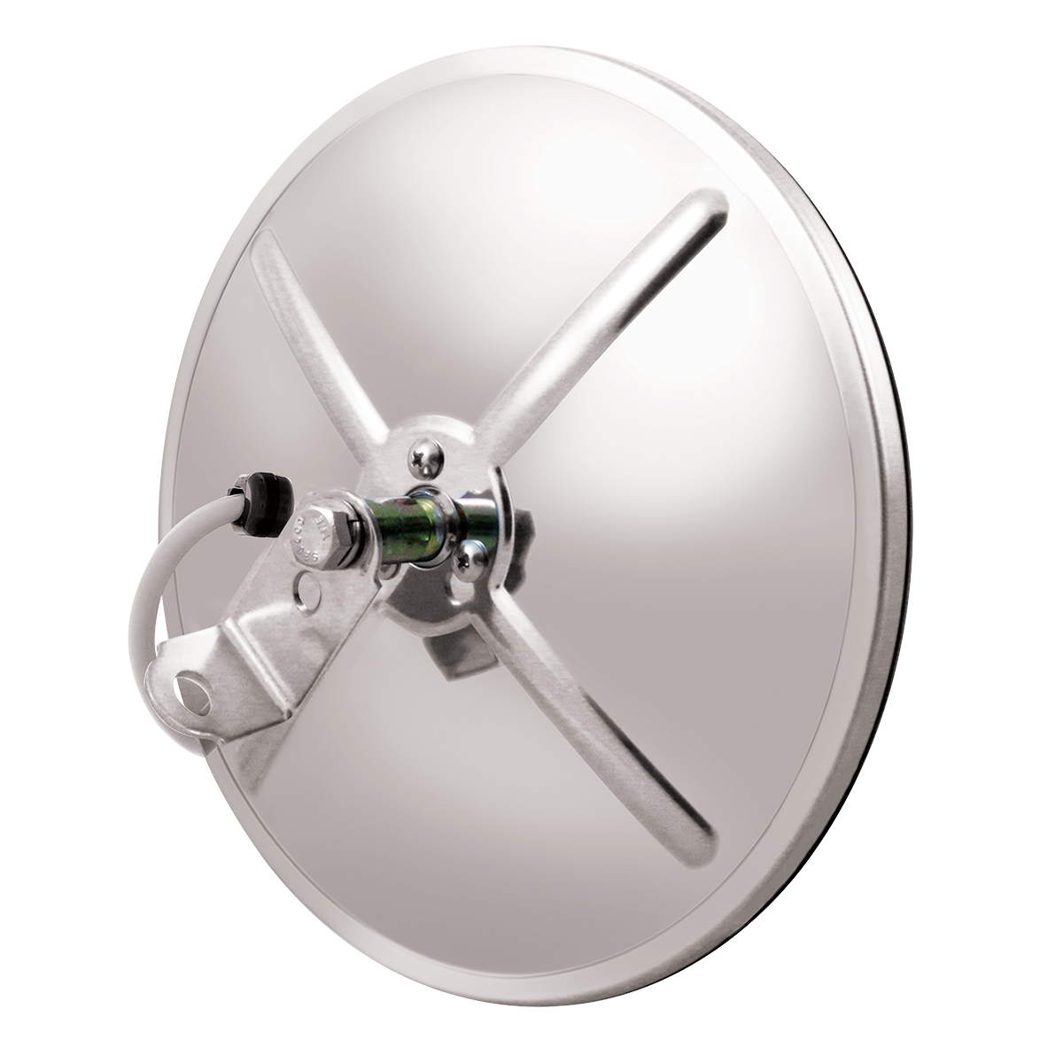 8-1/2" 430 Stainless Steel Heated 320R Convex Mirror - Centered Mounting Stud - Thumbnail 2