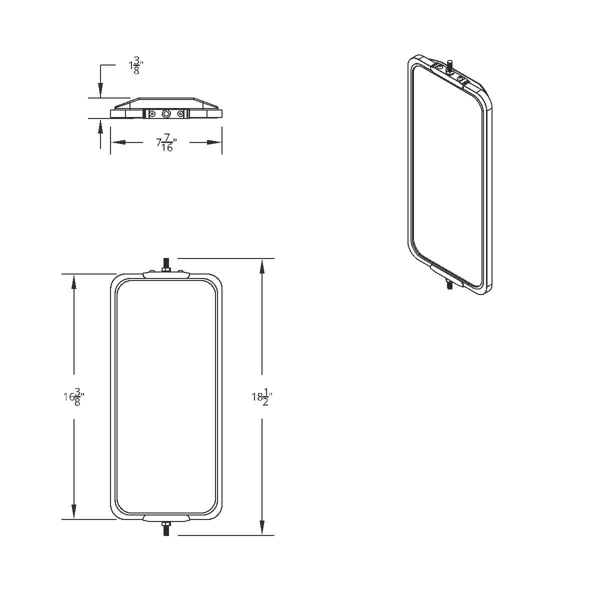 7" X 16" 430 Stainless Steel West Coast Style Mirror - Non Heated - Thumbnail 6