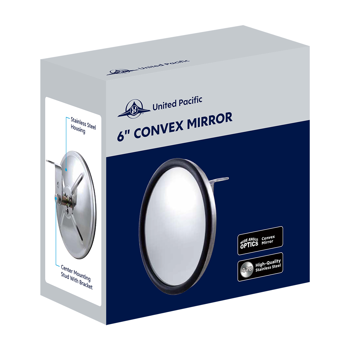 6" 430 Stainless Steel 320R Convex Mirror - Centered Mounting Stud - Thumbnail 6