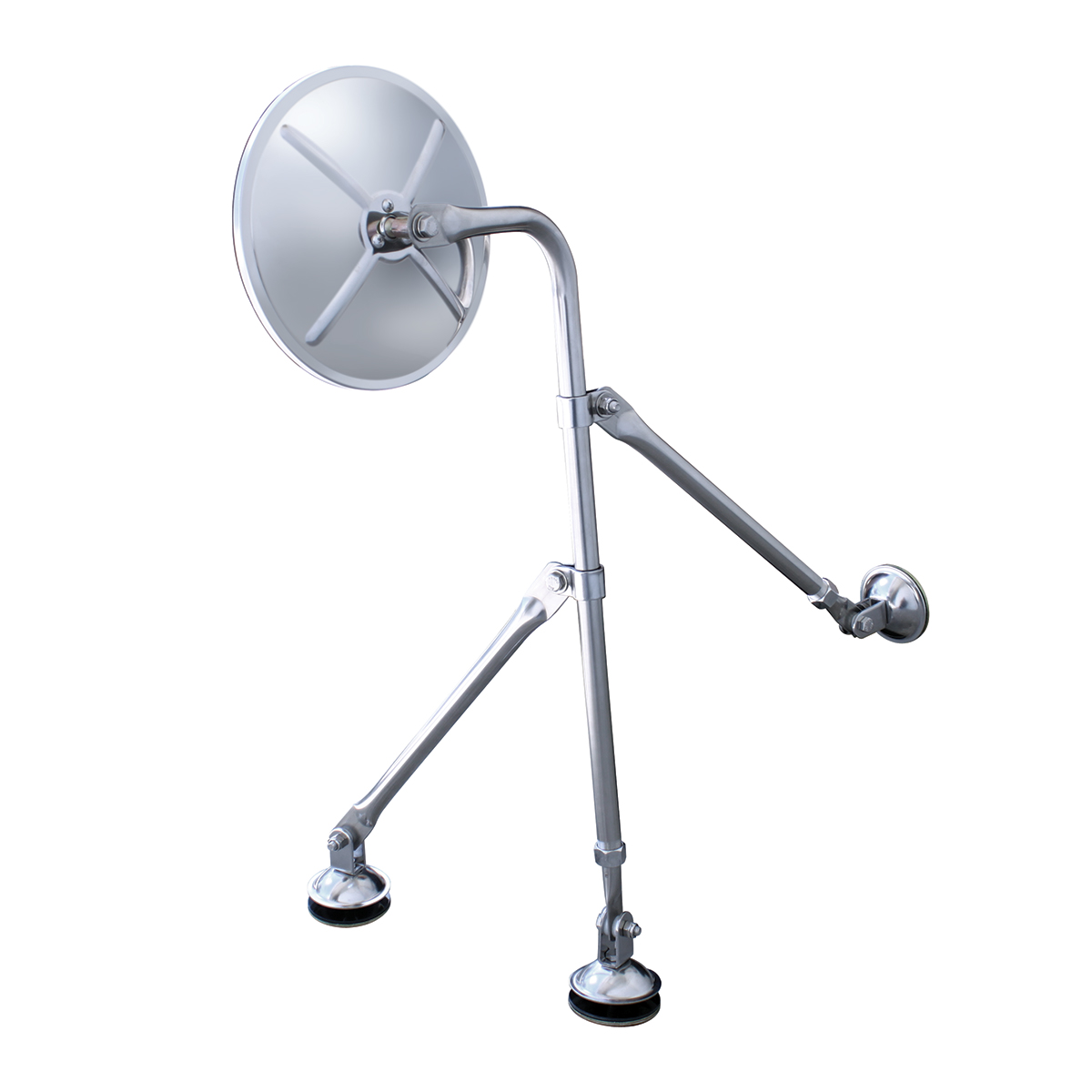 8-1/2" Convex Mirror With Stainless Tripod Fender Mirror Bracket - Thumbnail 2