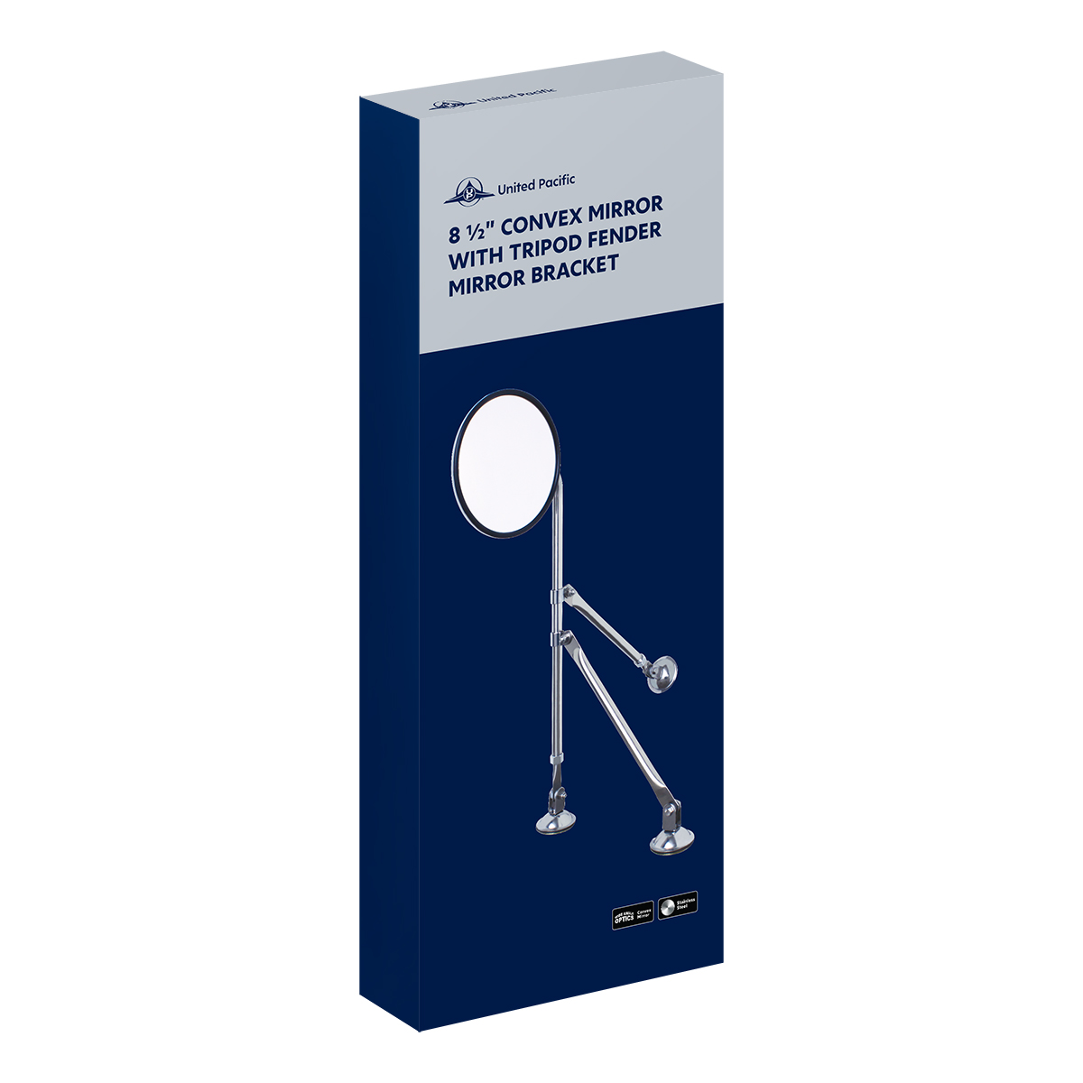 8-1/2" Convex Mirror With Stainless Tripod Fender Mirror Bracket - Thumbnail 5