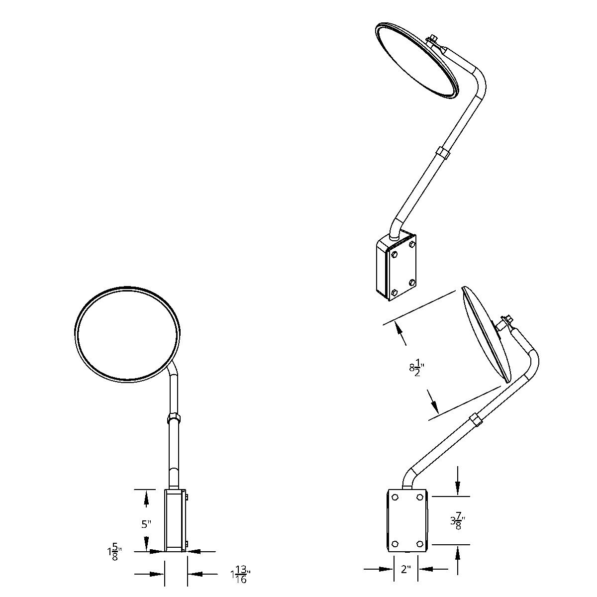 Stainless Steel Hood Mount Mirror - Thumbnail 8