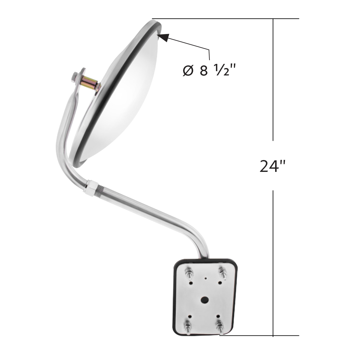 Universal Stainless Steel Pod Mount Convex Mirror - Thumbnail 7