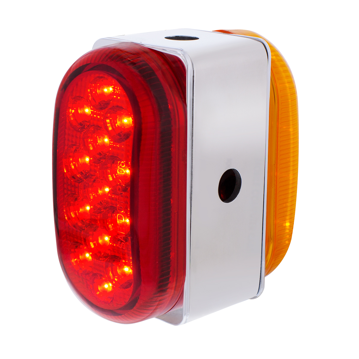 26 LED Dual Function Reflector Double Face Oval Light With SS Bracket - Amber & Red LED/Amber & Red Lens - Thumbnail 3