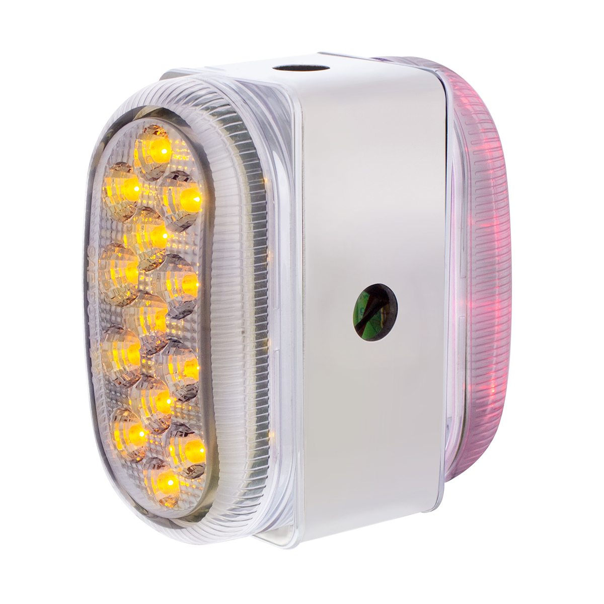 26 LED Dual Function Reflector Double Face Oval Light With SS Bracket - Amber & Red LED/Clear Lens - Thumbnail 13