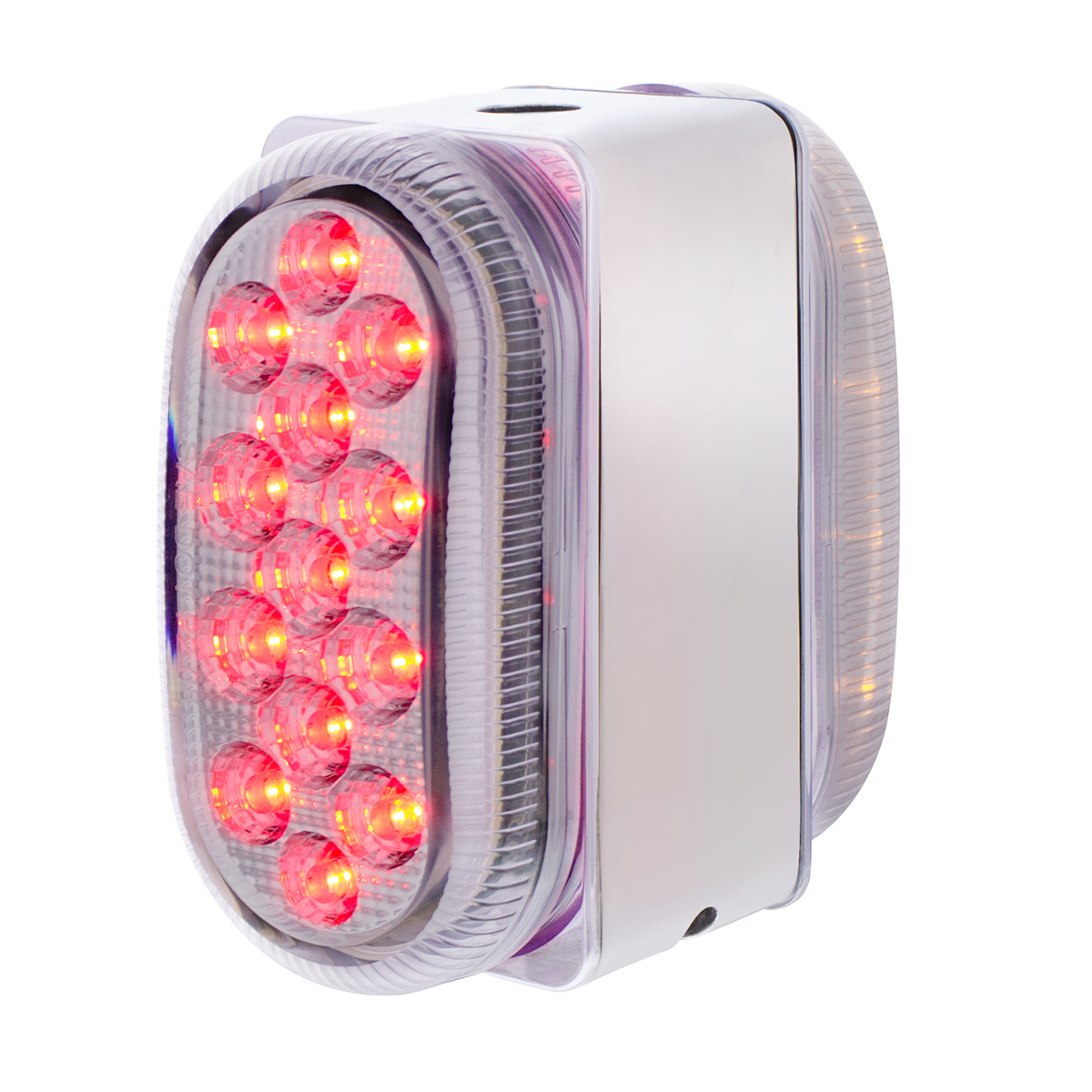 26 LED Dual Function Reflector Double Face Oval Light With SS Bracket - Amber & Red LED/Clear Lens - Thumbnail 3