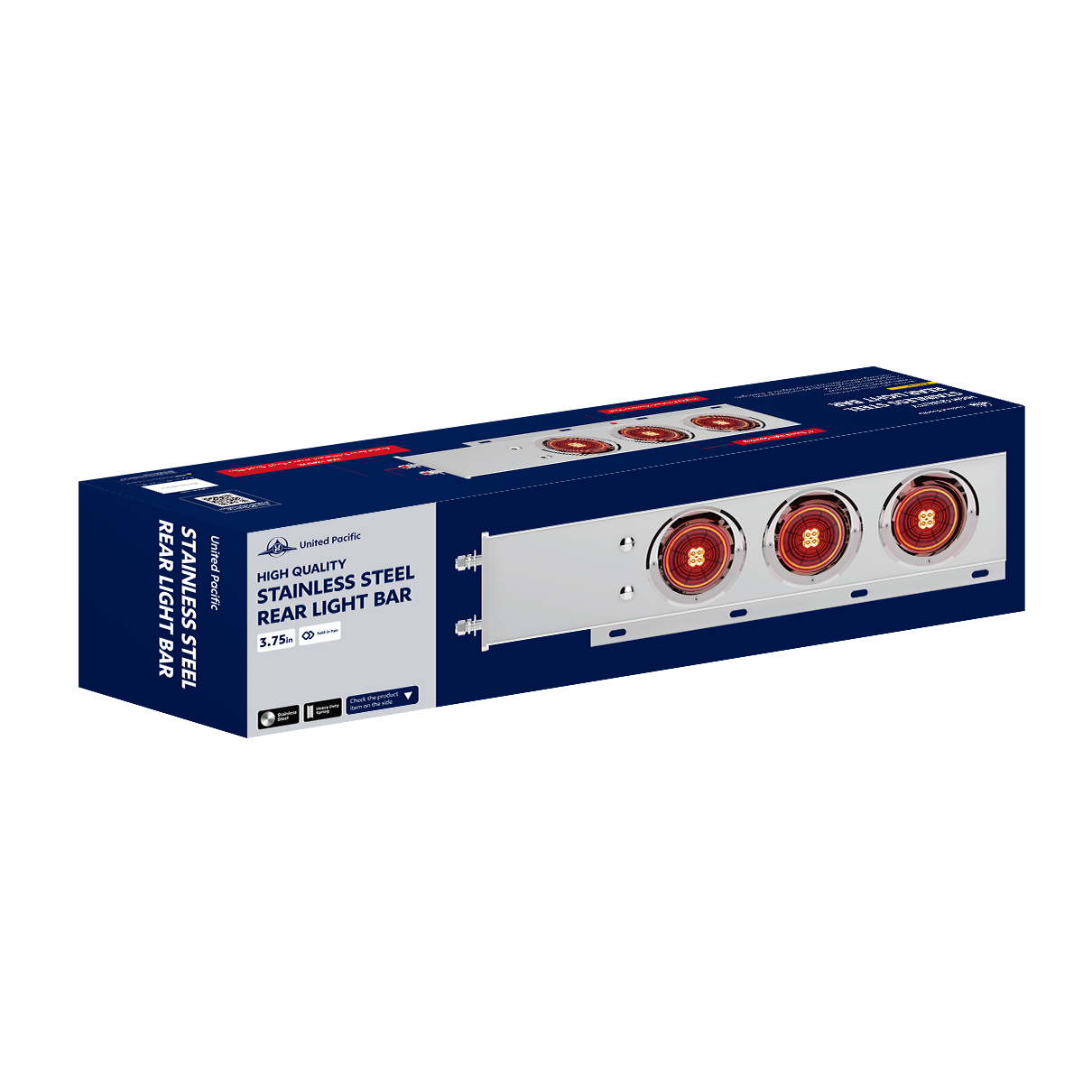 3-3/4" Bolt Pattern SS Spring Loaded Bar With 6X 4" 13 LED Abyss Lights & Visors - Red LED/Red Lens (Pair) - Thumbnail 4