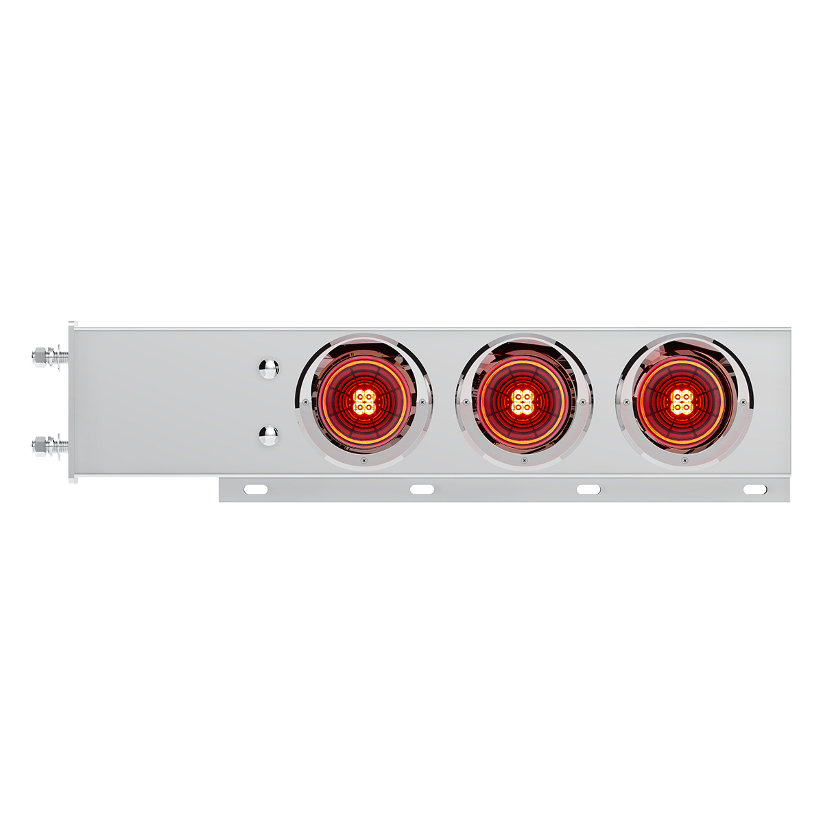 3-3/4" Bolt Pattern SS Spring Loaded Bar With 6X 4" 13 LED Abyss Lights & Visors - Red LED/Red Lens (Pair) - Thumbnail 6