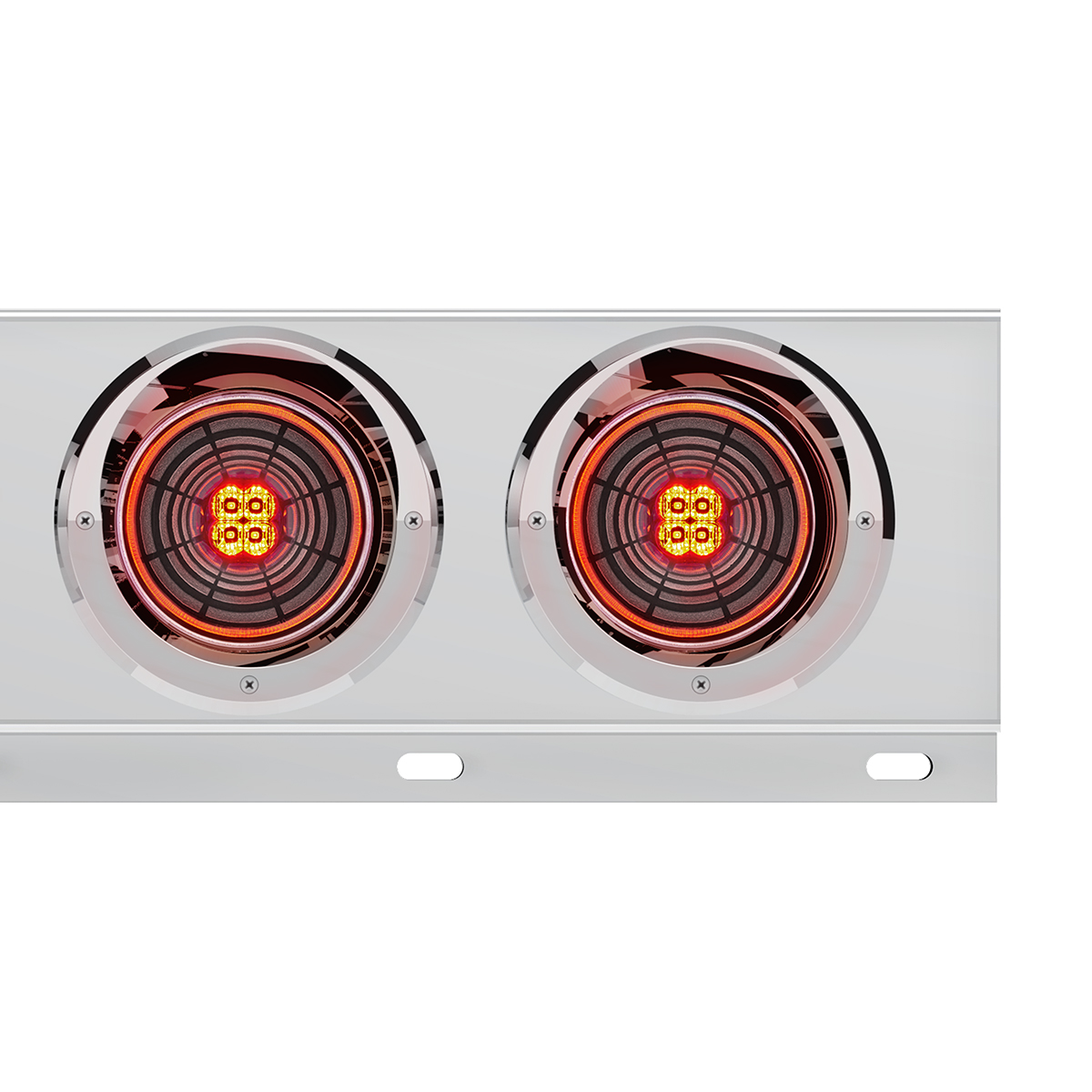 3-3/4" Bolt Pattern SS Spring Loaded Bar With 6X 4" 13 LED Abyss Lights & Visors - Red LED/Clear Lens (Pair) - Thumbnail 2