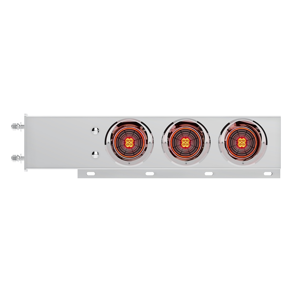 3-3/4" Bolt Pattern SS Spring Loaded Bar With 6X 4" 13 LED Abyss Lights & Visors - Red LED/Clear Lens (Pair) - Thumbnail 6
