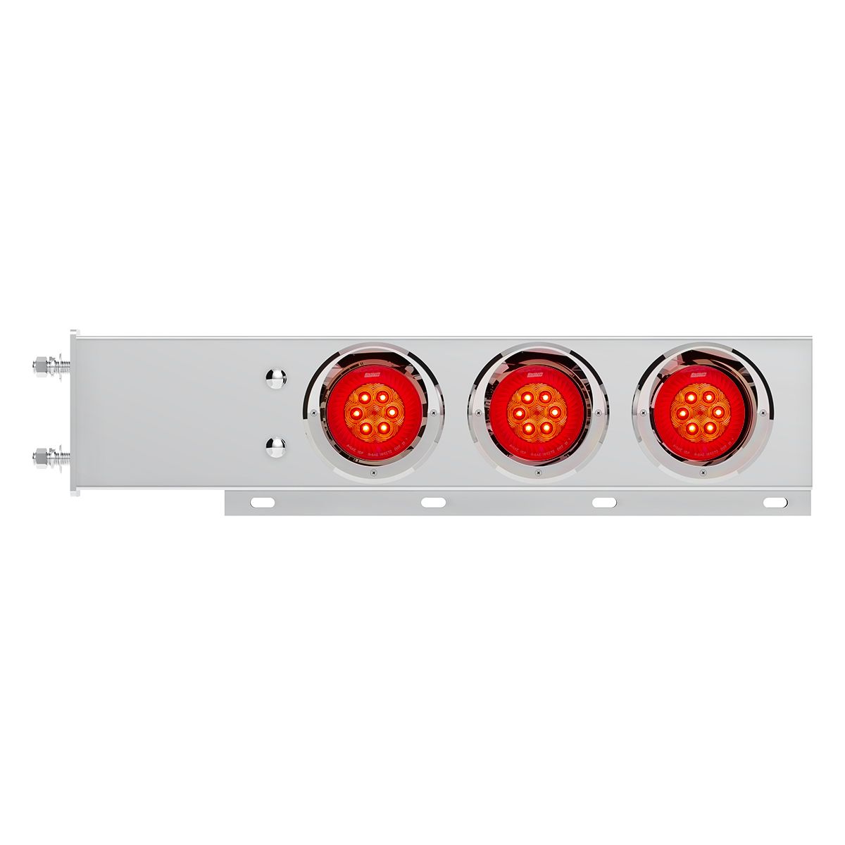 3-3/4" Bolt Pattern SS Spring Loaded Bar With 6X 4" 16 LED Turbine Lights & Visors - Red LED/Red Lens (Pair)