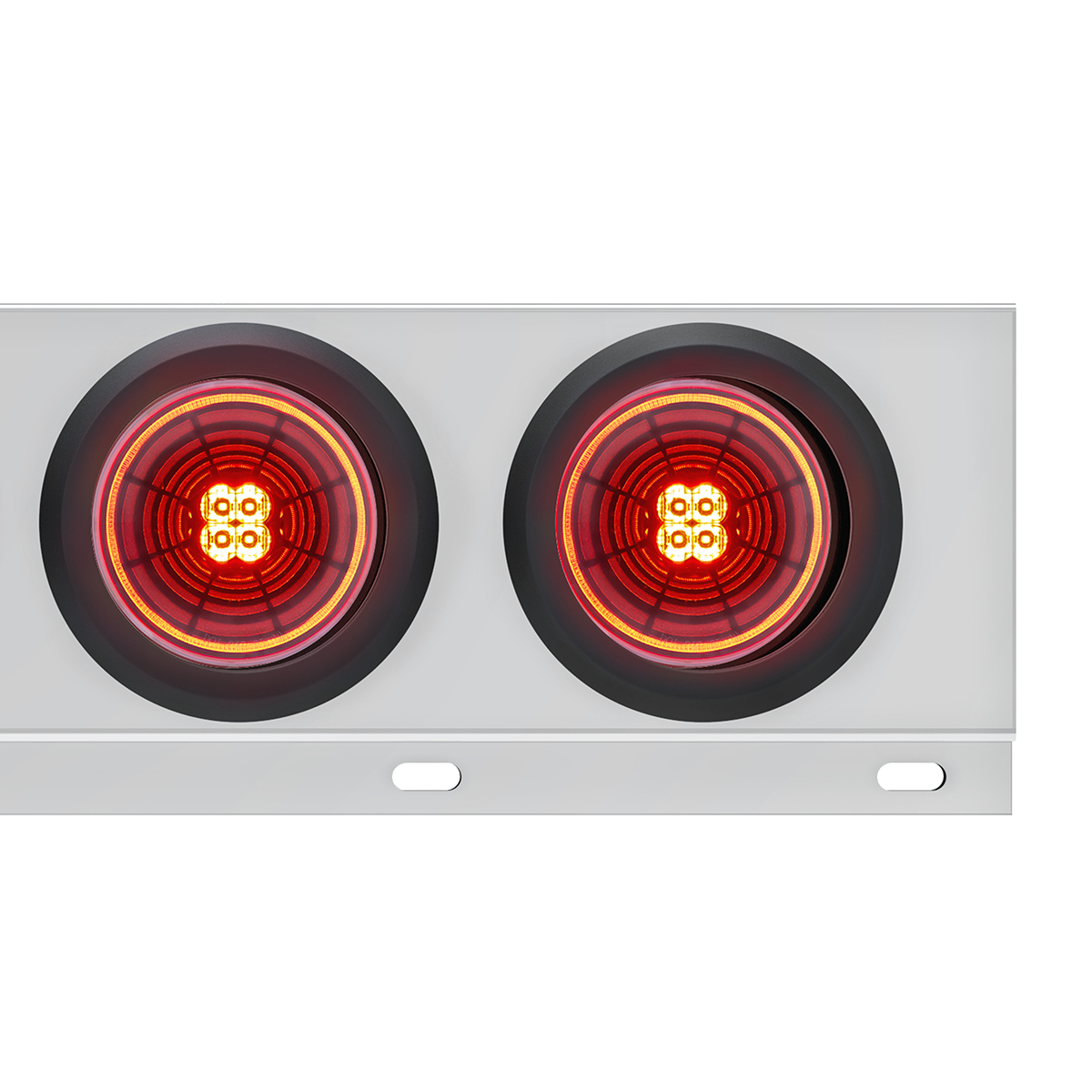 3-3/4" Bolt Pattern SS Spring Loaded Bar With 6X 4" 13 LED Abyss Lights - Red LED/Red Lens (Pair) - Thumbnail 2