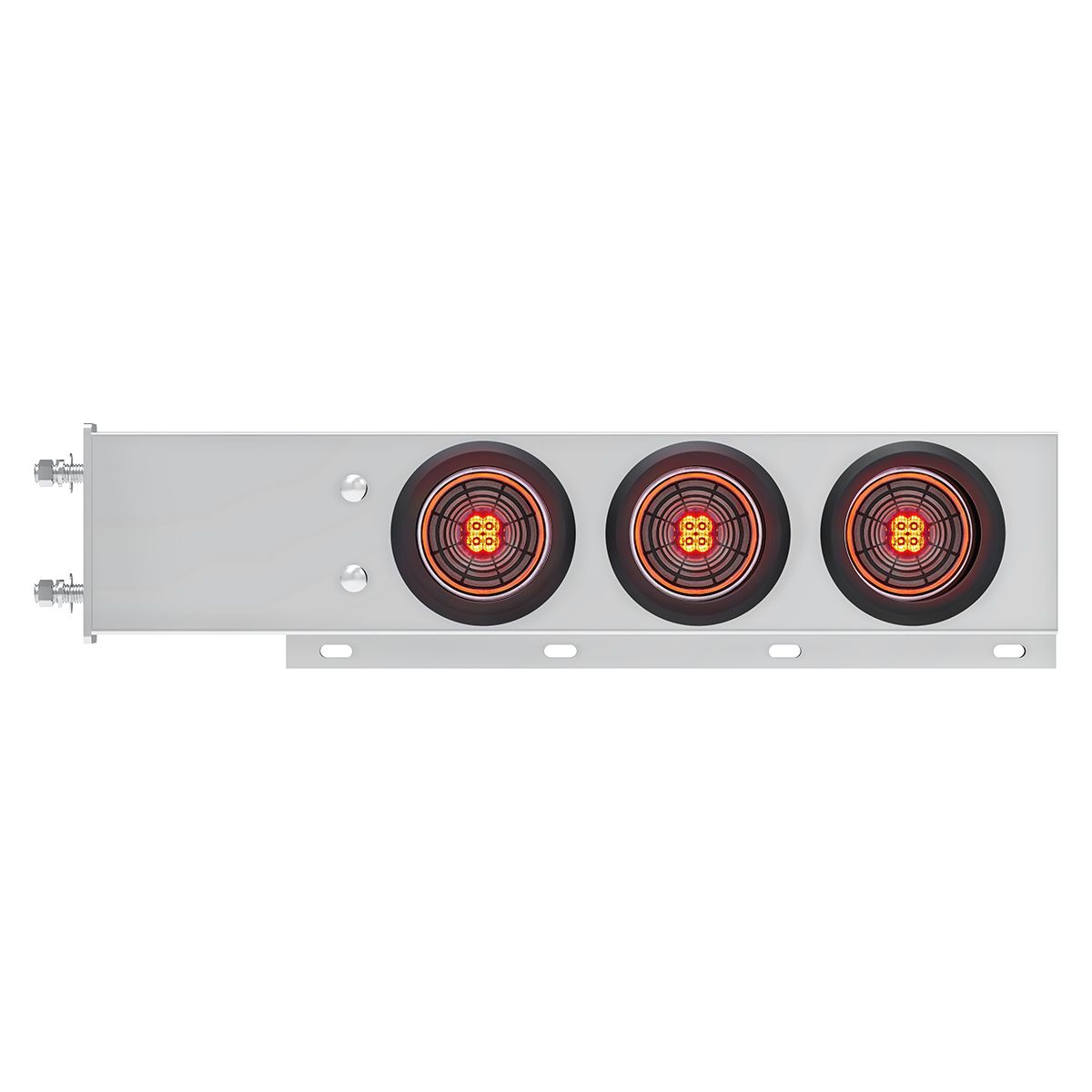 3-3/4" Bolt Pattern SS Spring Loaded Bar With 6X 4" 13 LED Abyss Lights - Red LED/Clear Lens (Pair)