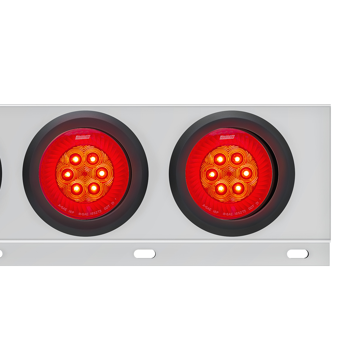 3-3/4" Bolt Pattern SS Spring Loaded Bar With 6X 4" 16 LED Turbine Lights - Red LED/Red Lens (Pair) - Thumbnail 2
