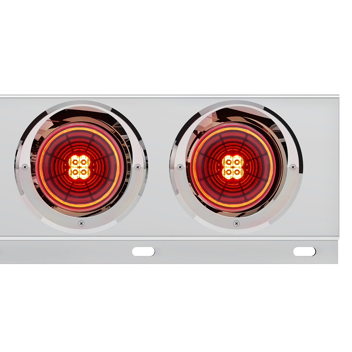 2.5" Bolt Pattern SS Spring Loaded Bar With 6X 4" 13 LED Abyss Lights & Visors - Red LED/Red Lens (Pair) - Thumbnail 2