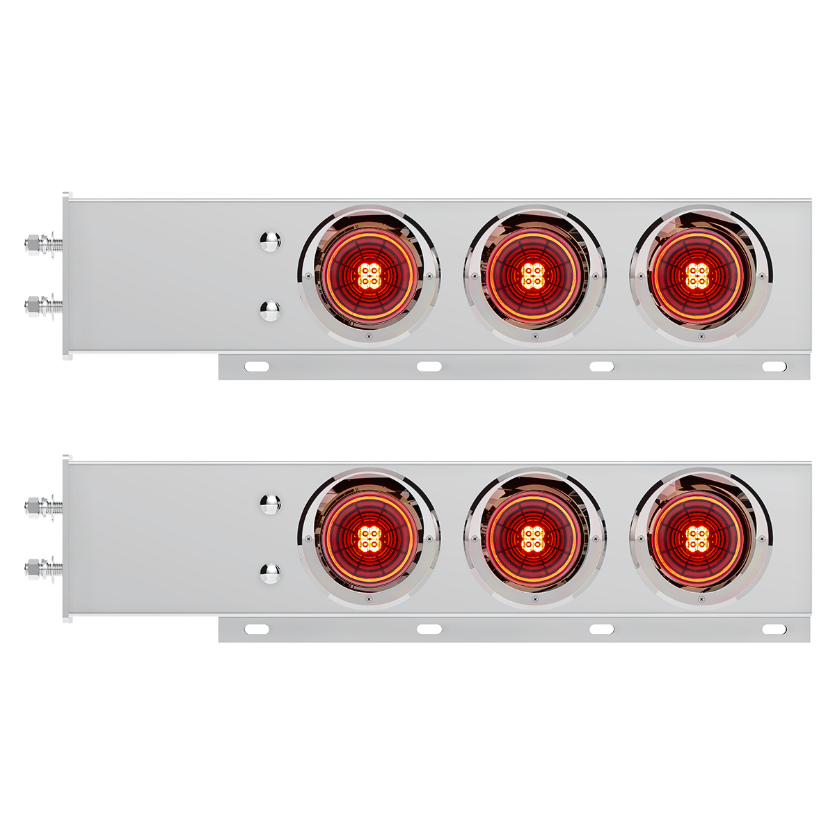 2.5" Bolt Pattern SS Spring Loaded Bar With 6X 4" 13 LED Abyss Lights & Visors - Red LED/Red Lens (Pair) - Thumbnail 7