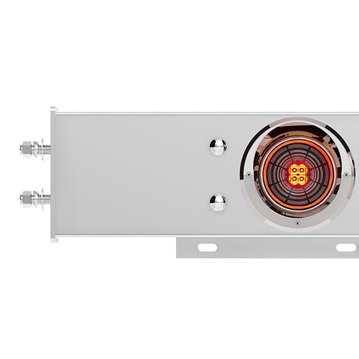 2.5" Bolt Pattern SS Spring Loaded Bar With 6X 4" 13 LED Abyss Lights & Visors - Red LED/Clear Lens (Pair) - Thumbnail 2