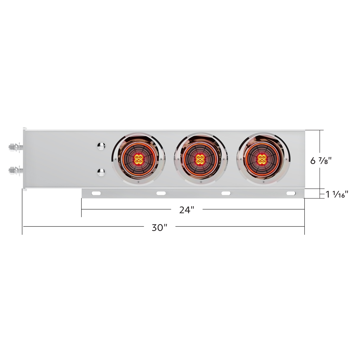 2.5" Bolt Pattern SS Spring Loaded Bar With 6X 4" 13 LED Abyss Lights & Visors - Red LED/Clear Lens (Pair) - Thumbnail 4