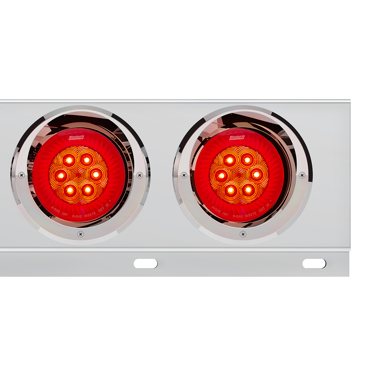 2.5" Bolt Pattern SS Spring Loaded Bar With 6X 4" 16 LED Turbine Lights & Visors - Red LED/Red Lens (Pair) - Thumbnail 2