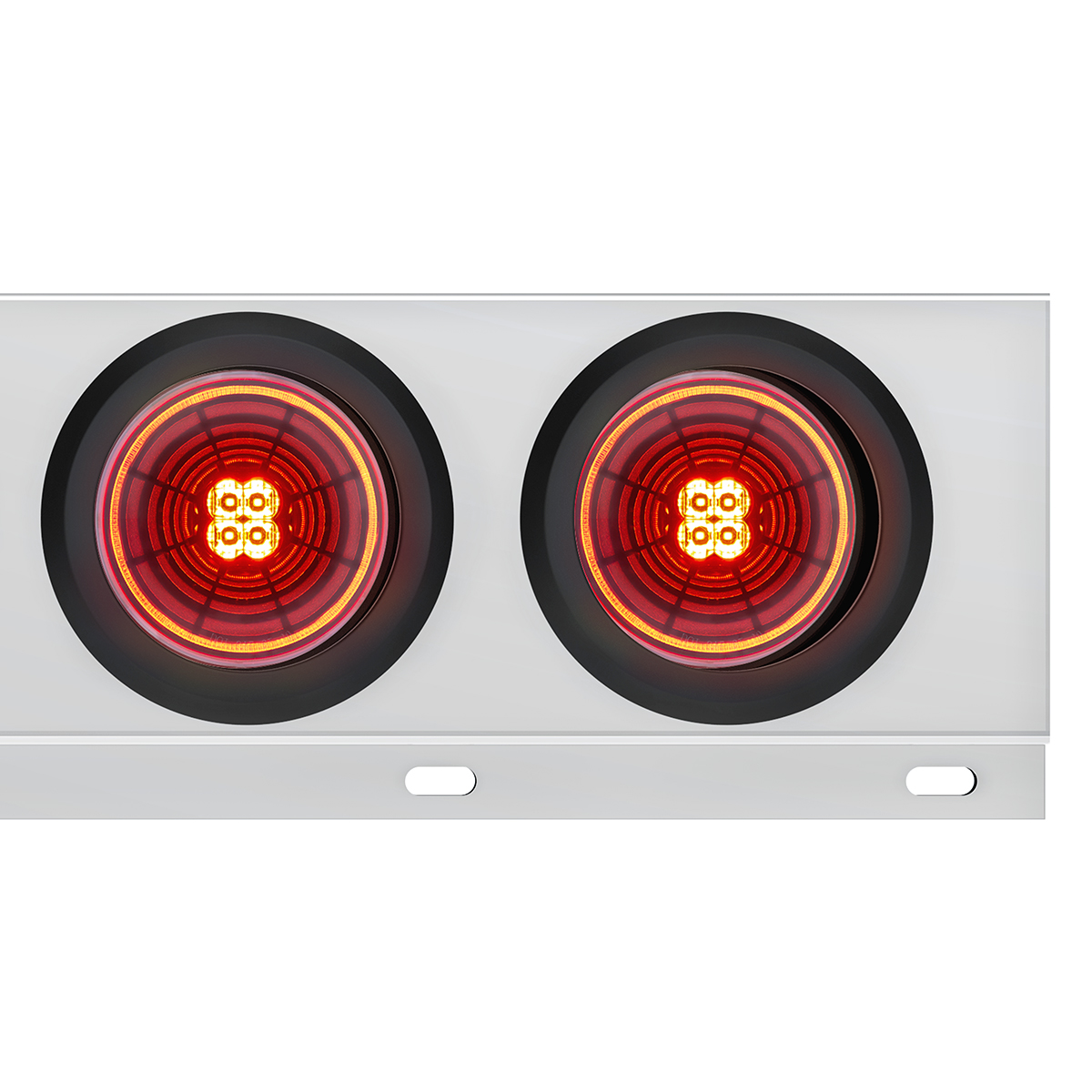 2.5" Bolt Pattern SS Spring Loaded Bar With 6X 4" 13 LED Abyss Lights - Red LED/Red Lens (Pair) - Thumbnail 2