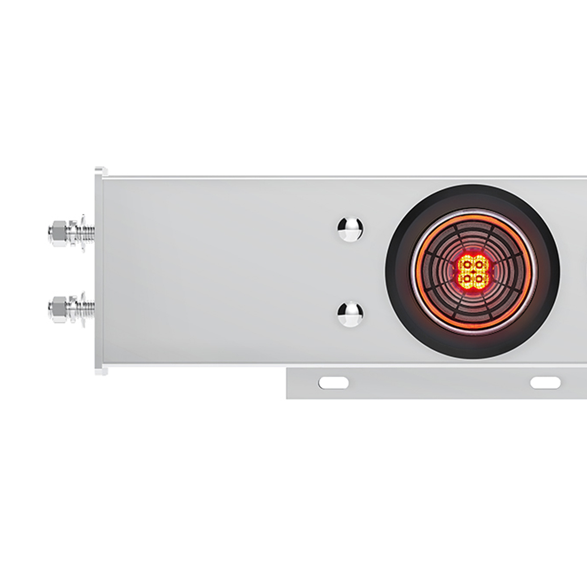 2.5" Bolt Pattern SS Spring Loaded Bar With 6X 4" 13 LED Abyss Lights - Red LED/Clear Lens (Pair) - Thumbnail 2