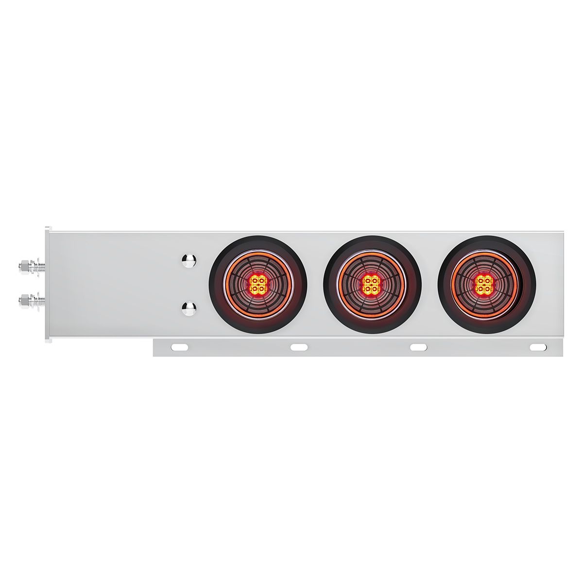 2" Bolt Pattern SS Spring Loaded Bar With 6X 4" 13 LED Abyss Lights - Red LED/Clear Lens (Pair)