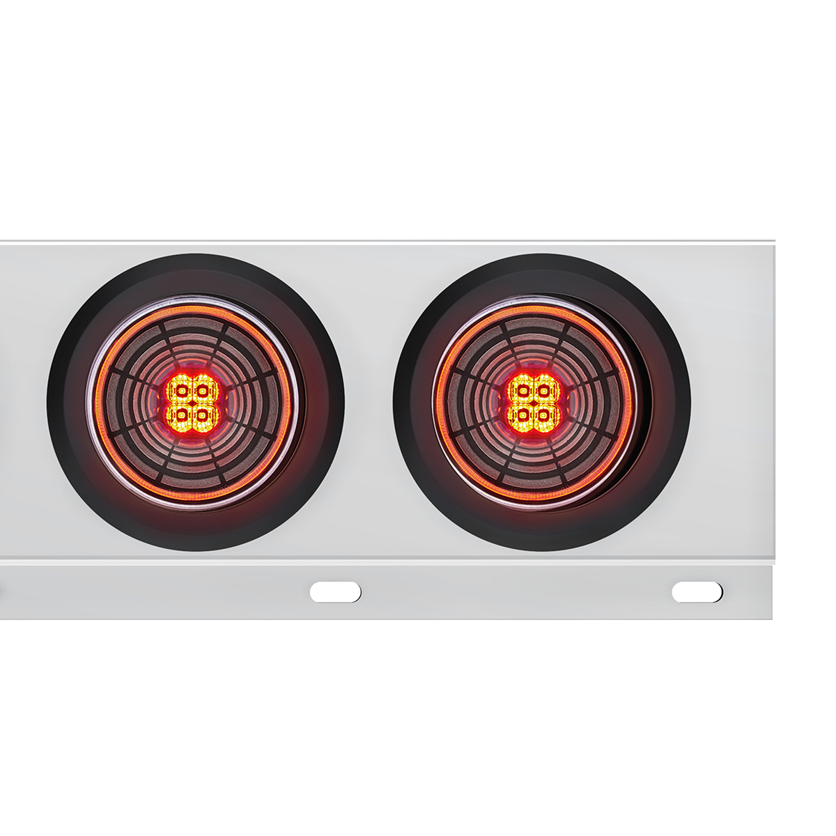 2" Bolt Pattern SS Spring Loaded Bar With 6X 4" 13 LED Abyss Lights - Red LED/Clear Lens (Pair) - Thumbnail 2