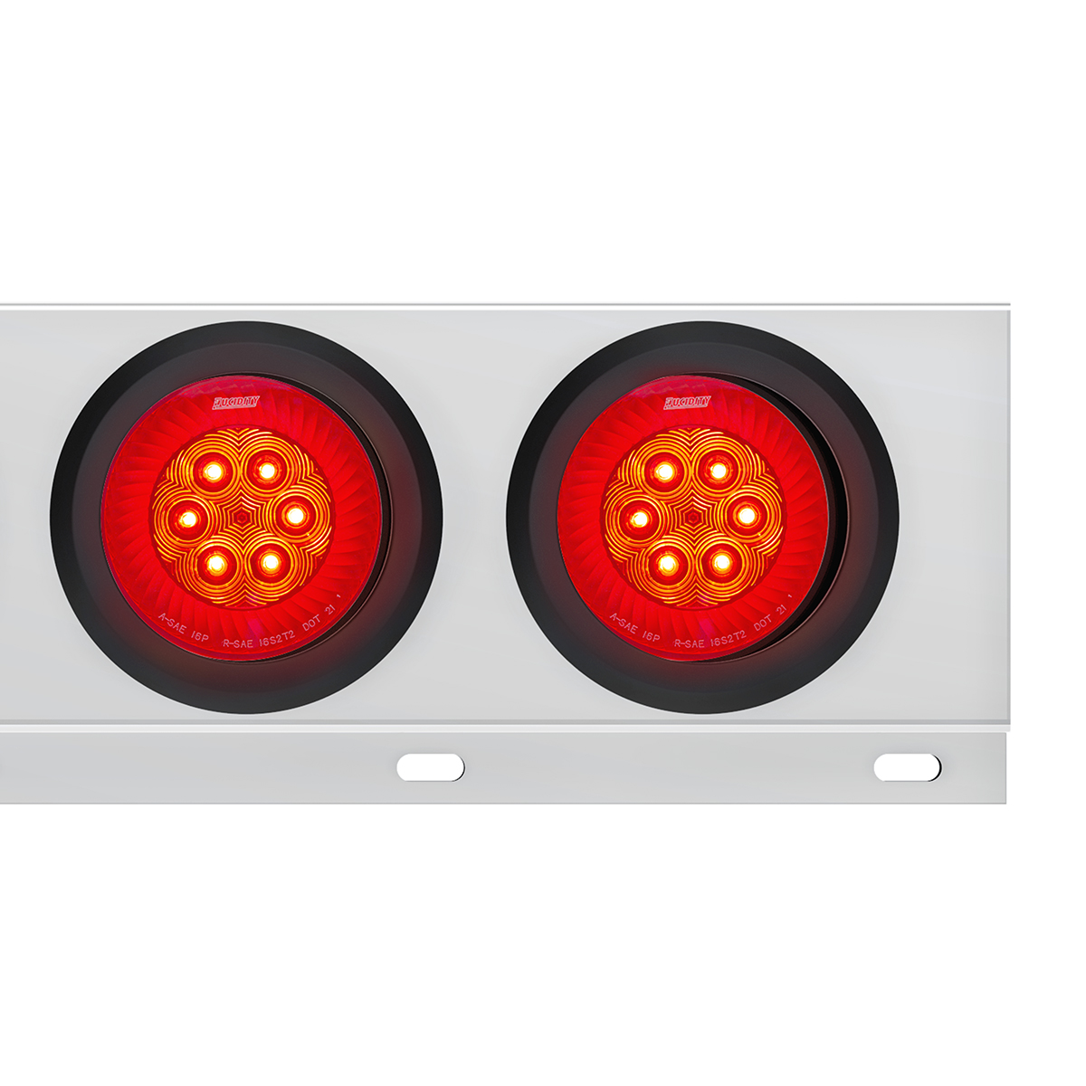 2" Bolt Pattern SS Spring Loaded Bar With 6X 4" 16 LED Turbine Lights - Red LED/Red Lens (Pair) - Thumbnail 2