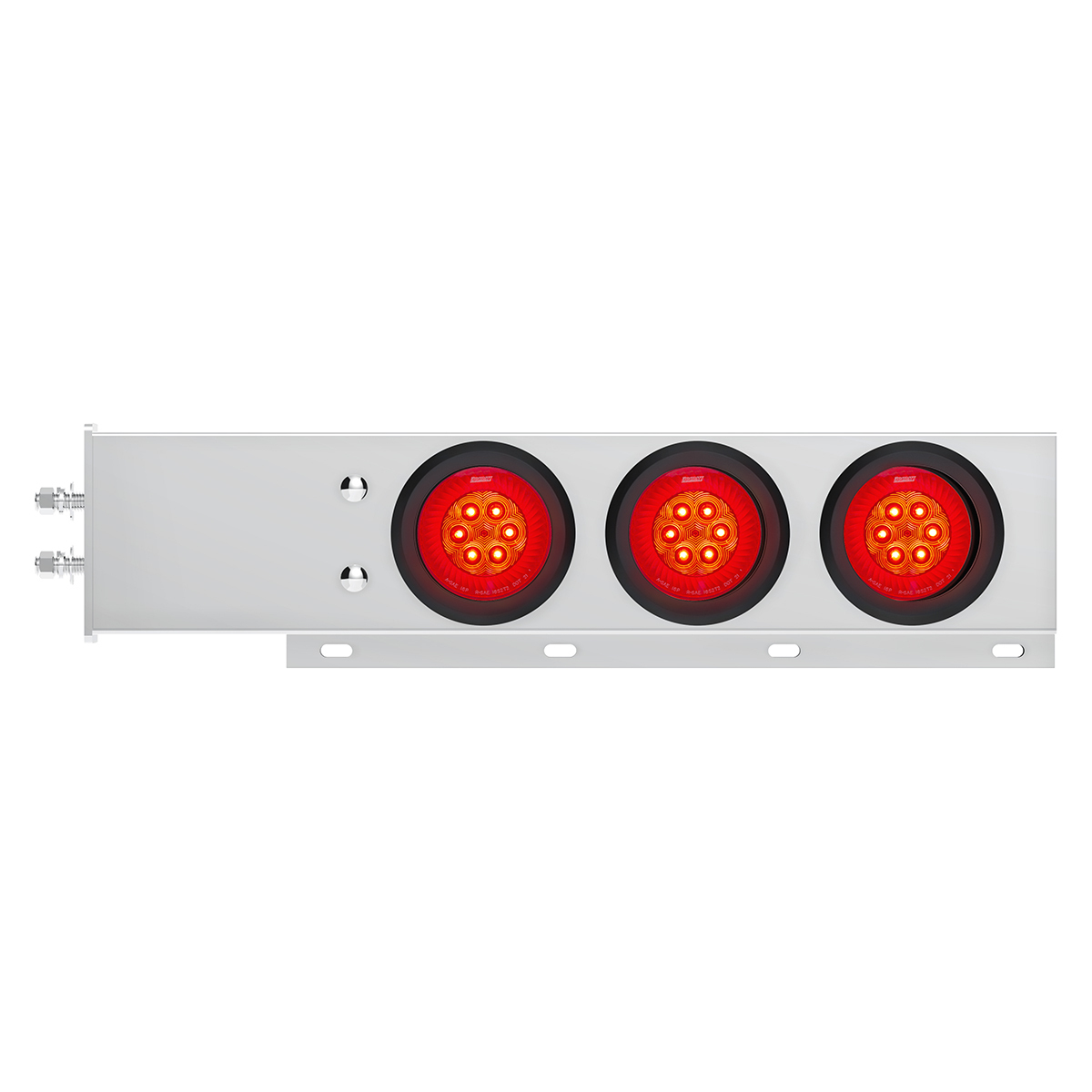 2" Bolt Pattern SS Spring Loaded Bar With 6X 4" 16 LED Turbine Lights - Red LED/Red Lens (Pair) - Thumbnail 6
