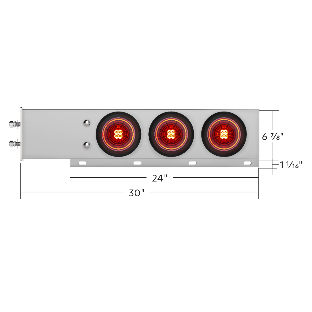 2.5" Bolt Pattern Chrome Spring Loaded Bar W/6X 4" 13 LED Abyss Lights - Red LED/Red Lens (Pair) - Thumbnail 4